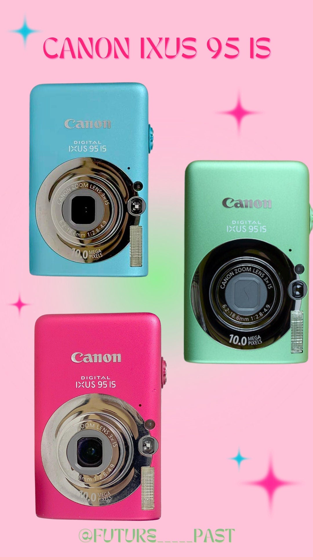 Canon Ixus 95 is ( RARE colours) pink!green!blue